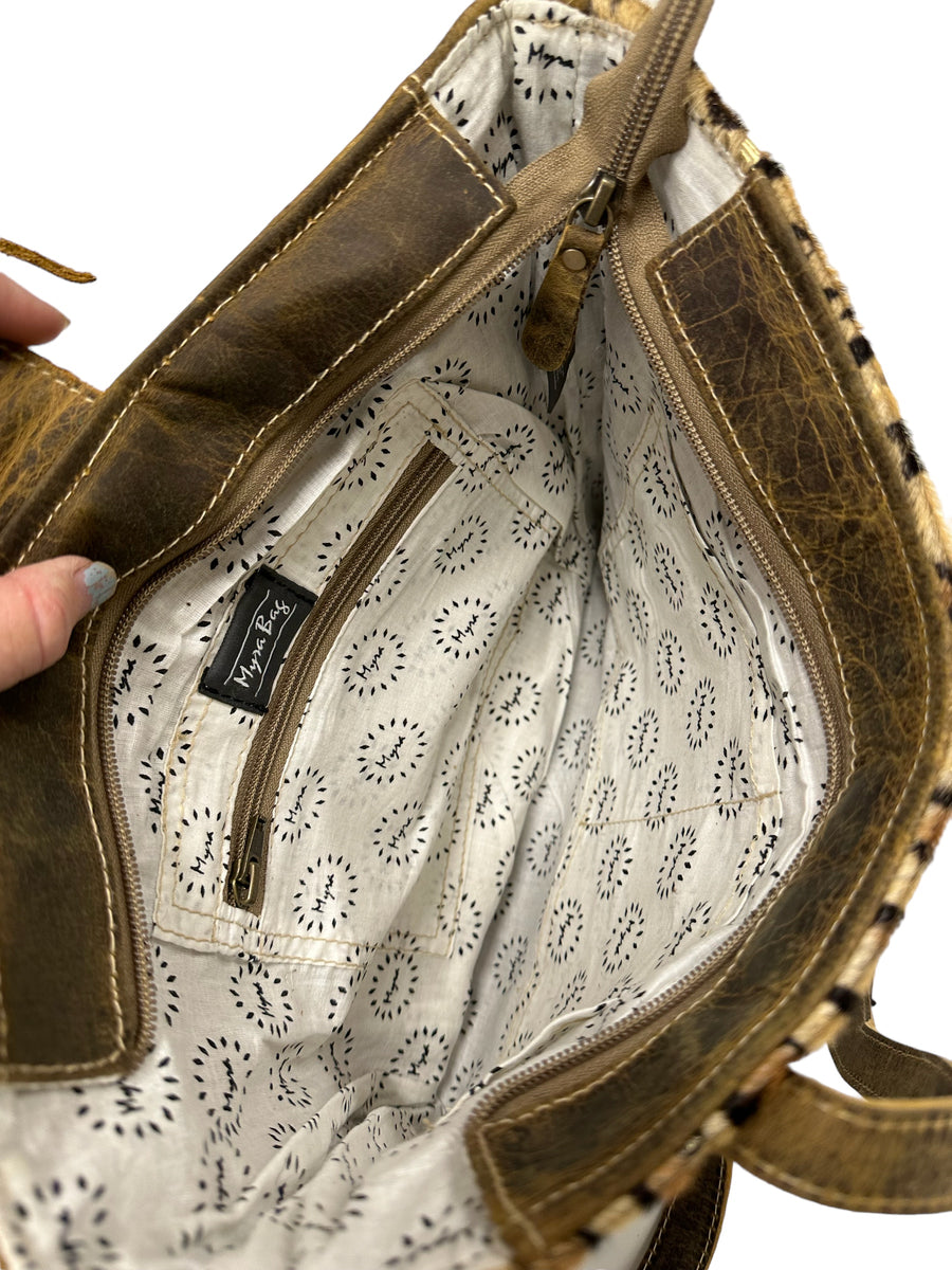 Myra Bag large shoulder Bag Leather Purse Cheetah Print with  display picture 1