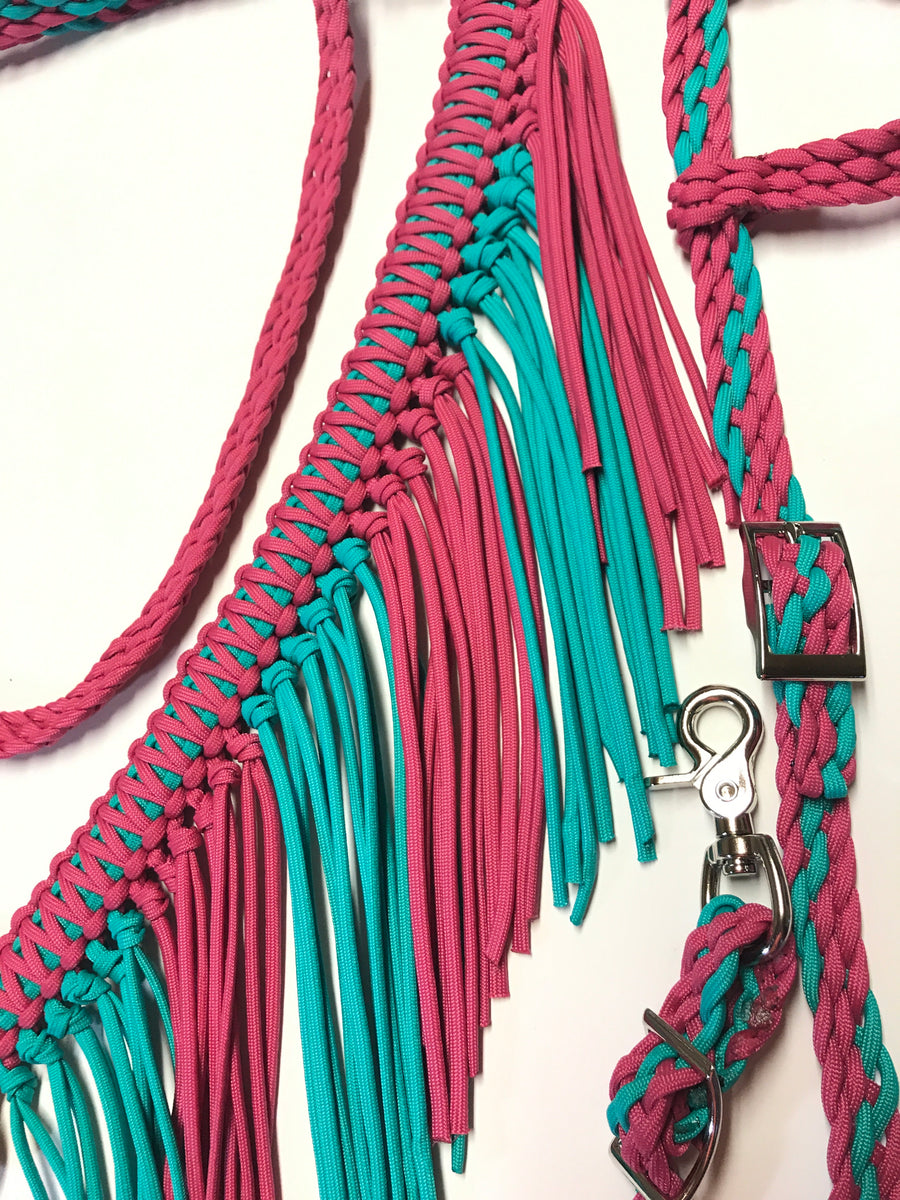 Fringe Breast Collar Tack Set Fuschia And Green Turquoise – Tiffanys ...