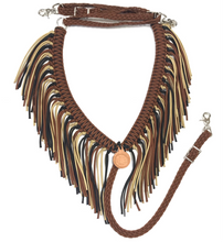 Fringe breast collar brown, black, and gold