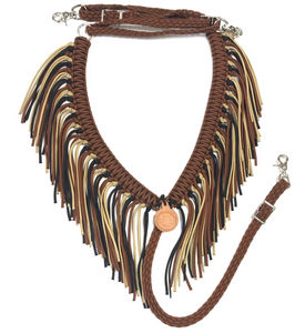Fringe breast collar brown, black, and gold