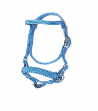 complete bitless bridle side pull hackamore , light blue ....pony, Cob, Horse. or Draft horse size