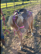 Pink complete bitless bridle side pull hackamore with reins ....pony, Cob, Horse. or Draft horse size