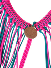 fringe breast collar hot pink and green turquoise