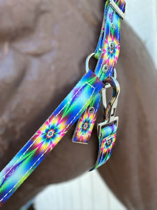 Personalized horse halter tie dye flowers