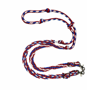 Red white and blue Barrel Reins, Round with grip knots