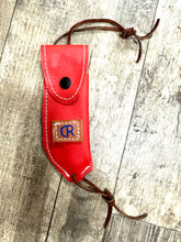 Hoof pick holder red with brand painted on