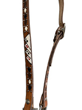 Hand painted and tooled  leather Headstall horse size