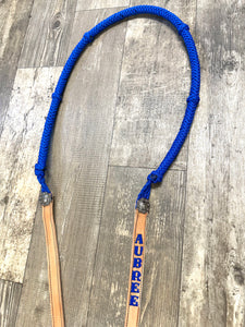 Stiff loop cable Barrel Reins with grip knots and leather bottoms...You choose color and length