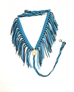 Turquoise and Black fringe breast collar