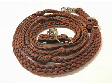 Chocolate brown Barrel Reins, Round with grip knots