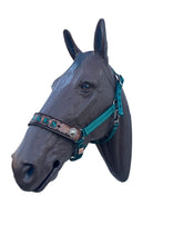 PERSONALIZED   nylon horse halter dark teal