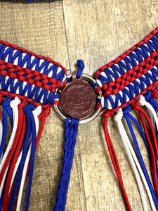 Red white and Blue Wide fringe breast collar