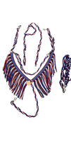 Fringe Breast Collar horse tack set red white and blue