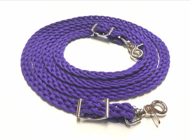 Rein….flat braided paracord loop rein purple