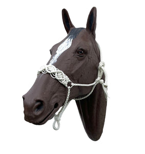 Braided horse halter white with lead rope