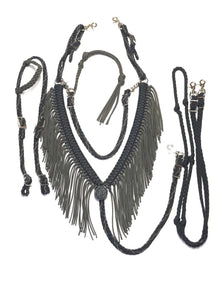 Fringe Breast Collar tack set OD green and black