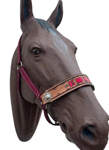 PERSONALIZED   nylon horse halter burgundy