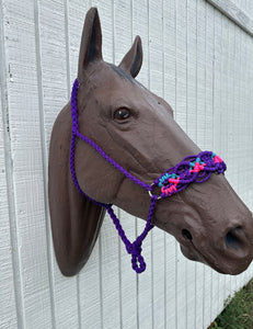 Braided horse halter purple