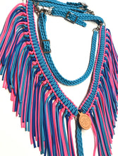 fringe breast collar hot pink, royal blue and  neon turquoise