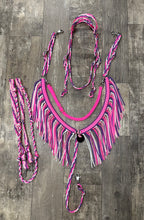 fringe pinks white and lilac breast collar with a wither strap