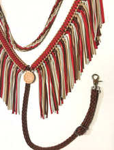 fringe breast collar red brown tan and silver