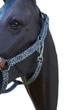 PERSONALIZED grey cheetah print nylon horse halter