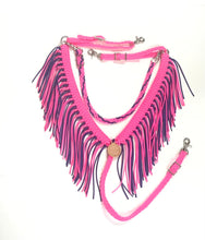 fringe breast collar hot pink and purple