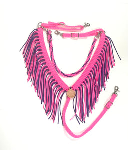 fringe breast collar hot pink and purple