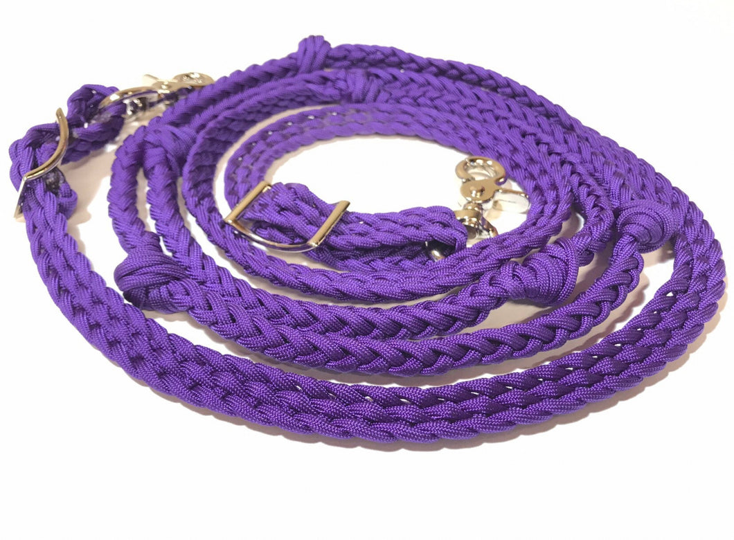 Purple barrel reins , Round with grip knots...You choose color and length