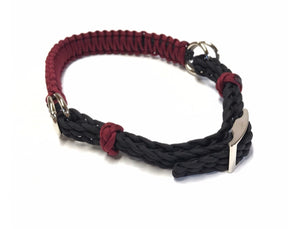 Burgundy side pull hackamore  bitless attachment “with a whoa”.... with black or  brown chinstrap...all sizes