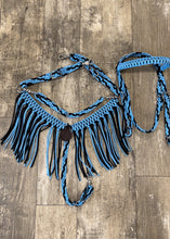 light blue and black fringe tack set