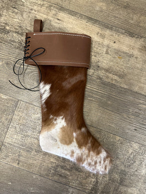 hair on cowhide Christmas stockings.