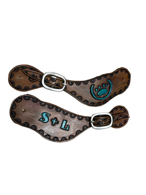 Custom Hand tooled and painted  spur straps