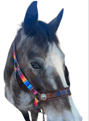 PERSONALIZED serape print nylon horse halter.