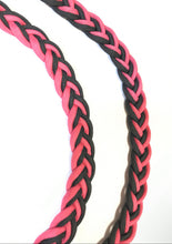 Barrel reins chocolate brown and hot pink with adjustable grip knots variety of lengths 1/2"