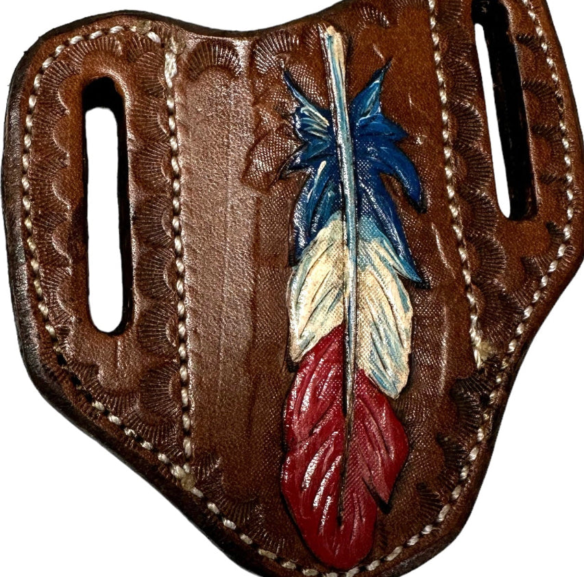 Hand tooled and painted pancake knife sheath