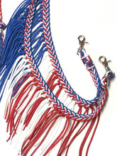 Fringe Barrel Reins red white and blue