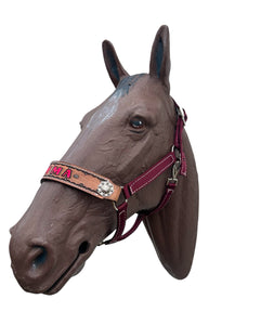 PERSONALIZED   nylon horse halter burgundy