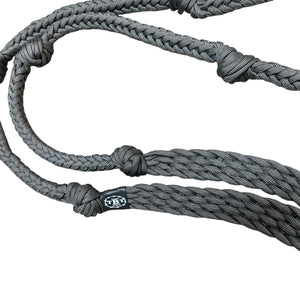 Charcoal grey Barrel Reins, Round with grip knots.