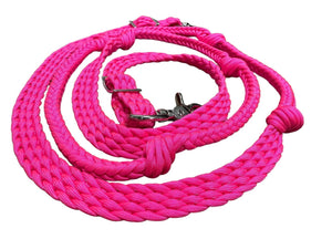 Hot pink  Barrel Reins, Round with grip knots