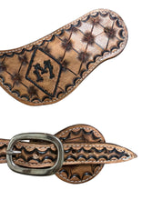 Hand tooled and painted deck of cards and initials spur straps