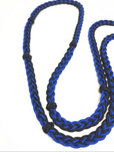 Barrel reins electric blue and black with adjustable grip knots variety of lengths 1/2"