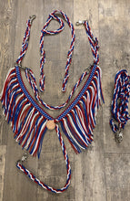 Fringe Breast Collar horse tack set red white and blue