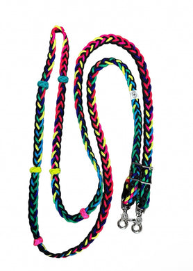 Barrel reins rainbow with adjustable grip knots variety of lengths 1/2