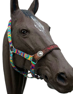 PERSONALIZED tie dye nylon horse halter