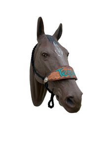 Black Braided mule tape horse halter with personalized noseband (Copy)