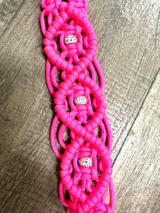 Fancy wither strap in hot pink with rhinestones