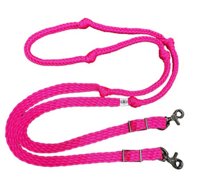 Hot pink  Barrel Reins, Round with grip knots