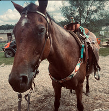 Aztec print  tack set reins, cinch strap, breast collar nylon horse size