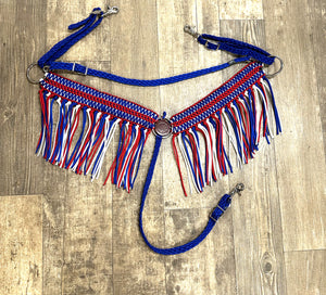 Red white and Blue Wide fringe breast collar